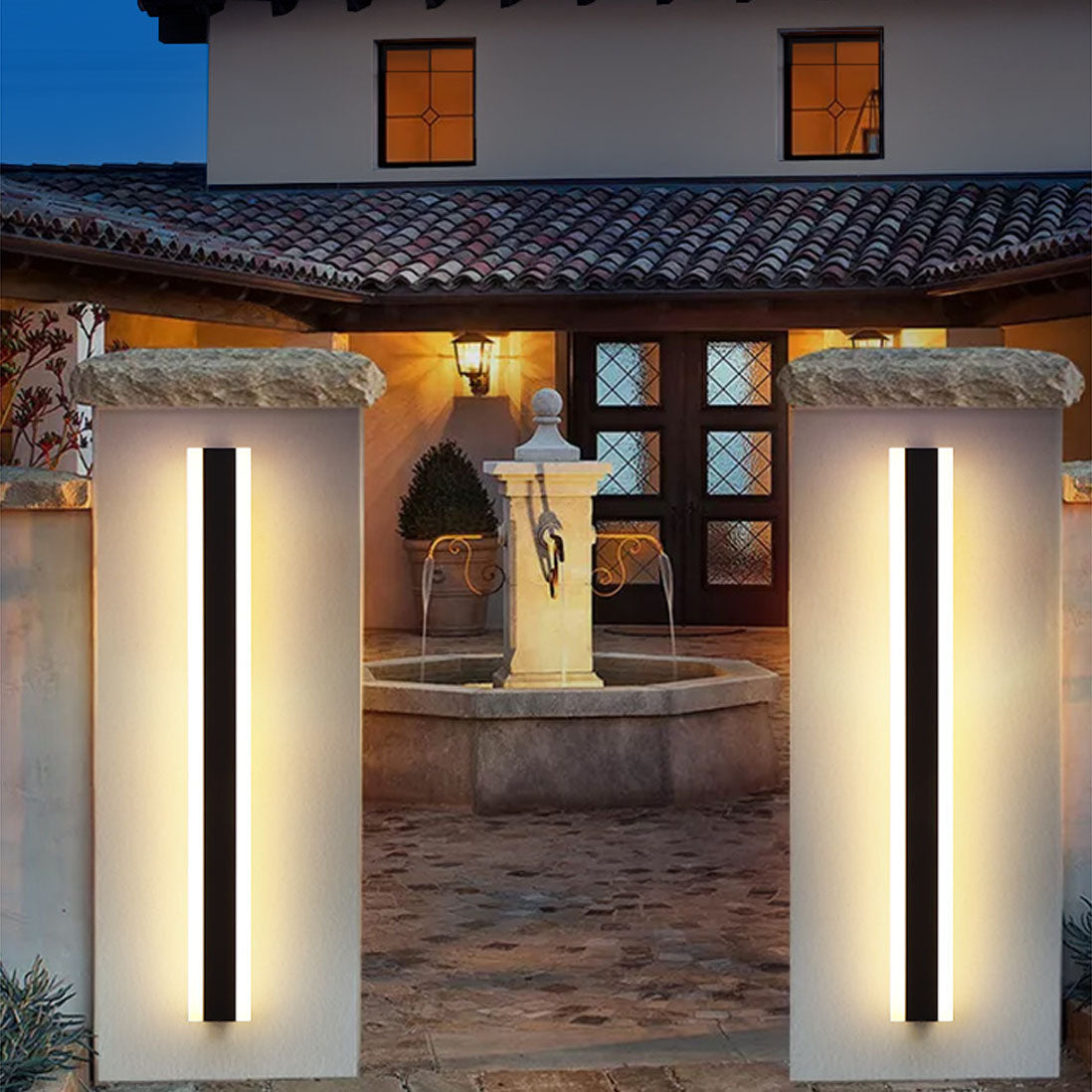 Ray Minimalist linear Metal Outdoor Wall Lamp, Black