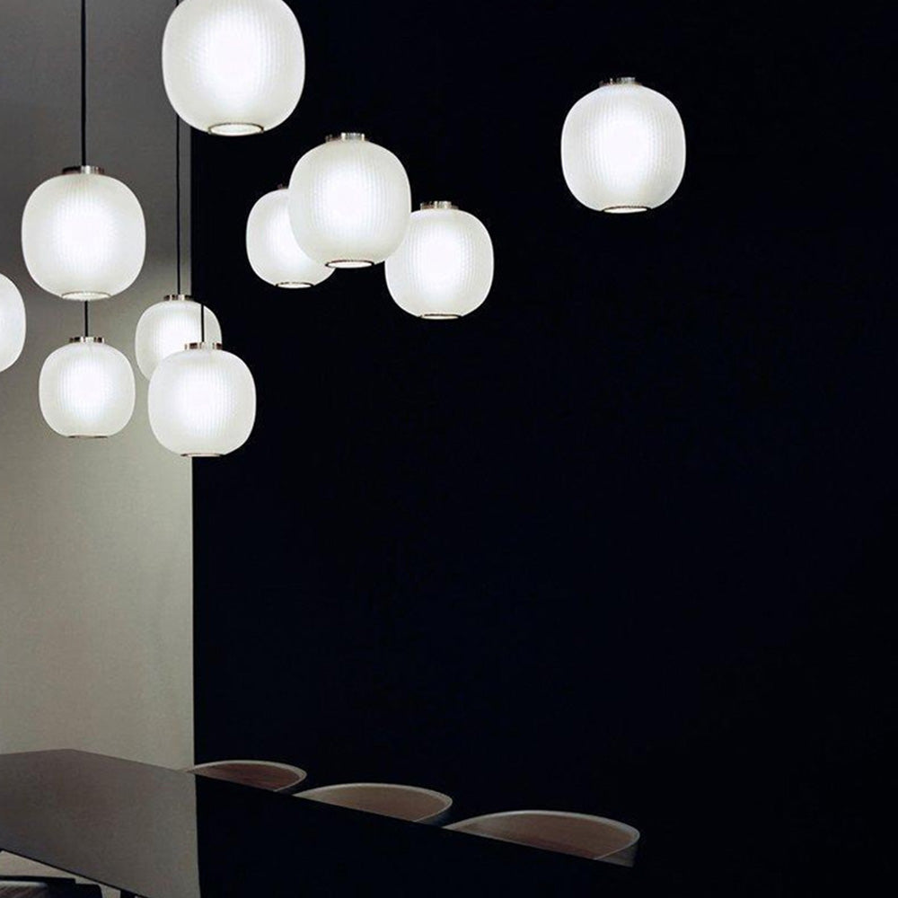 Valentina Frosted Glass Cylinder Pendant Light, Sandy White/Grey, Metal/Glass