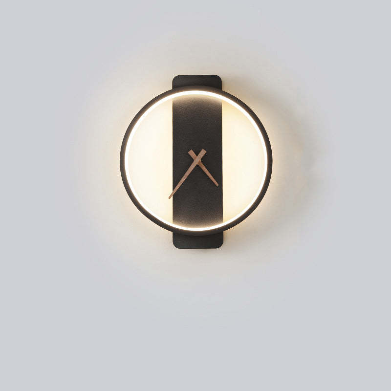 Valentina Arisha Square Clock Metal & Acrylic Wall Lamp, Gold
