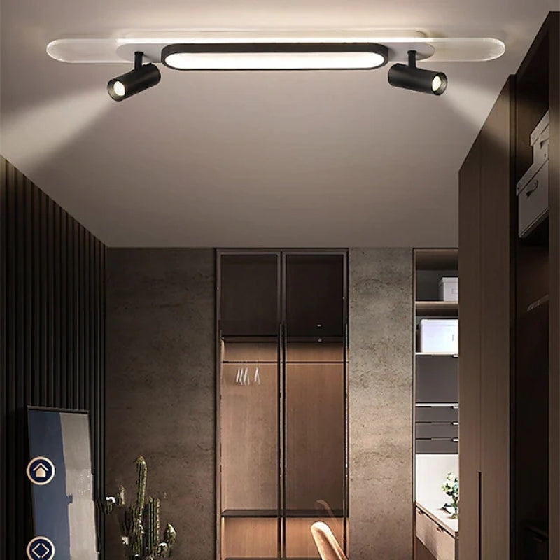Aim Modern Rectangular LED Metal/Acrylic Ceiling Light, Black/White