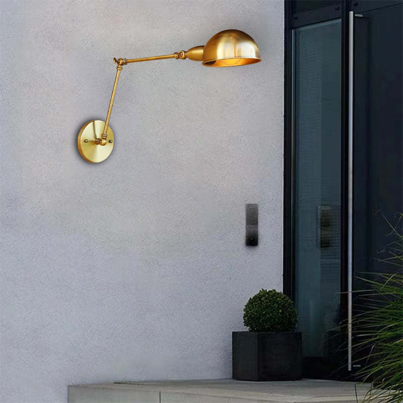 Epoch Vintage Semi-sphere Metal Swing Arm Foldable Wall Lamp, Bronze