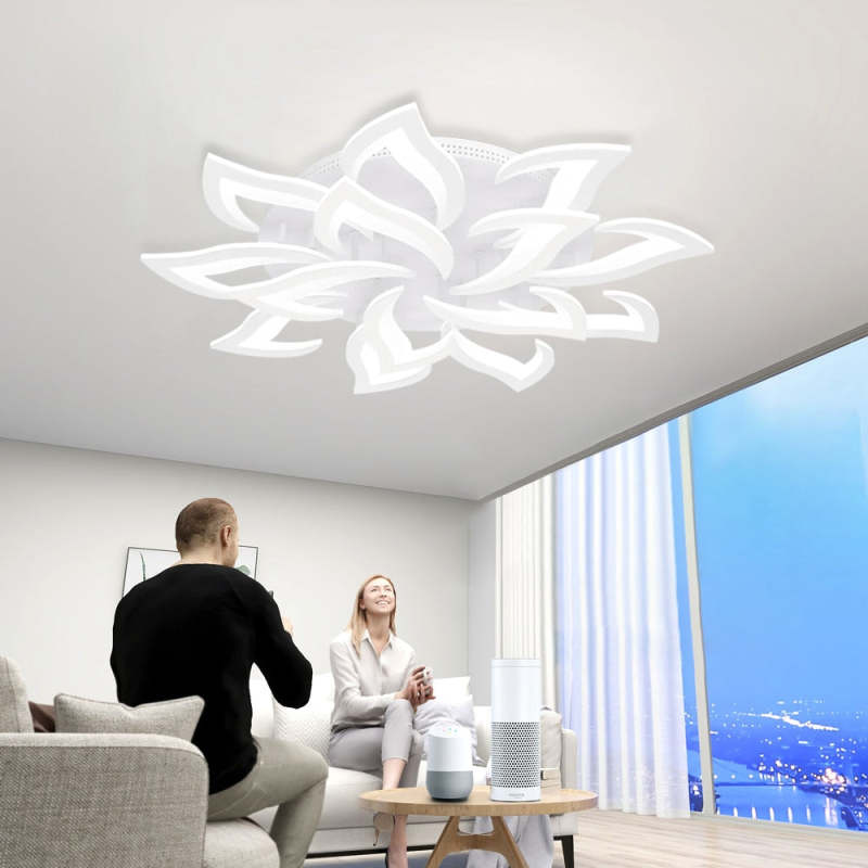 Arisha Elegant Flower Flush Mount Ceiling Light, White/Black