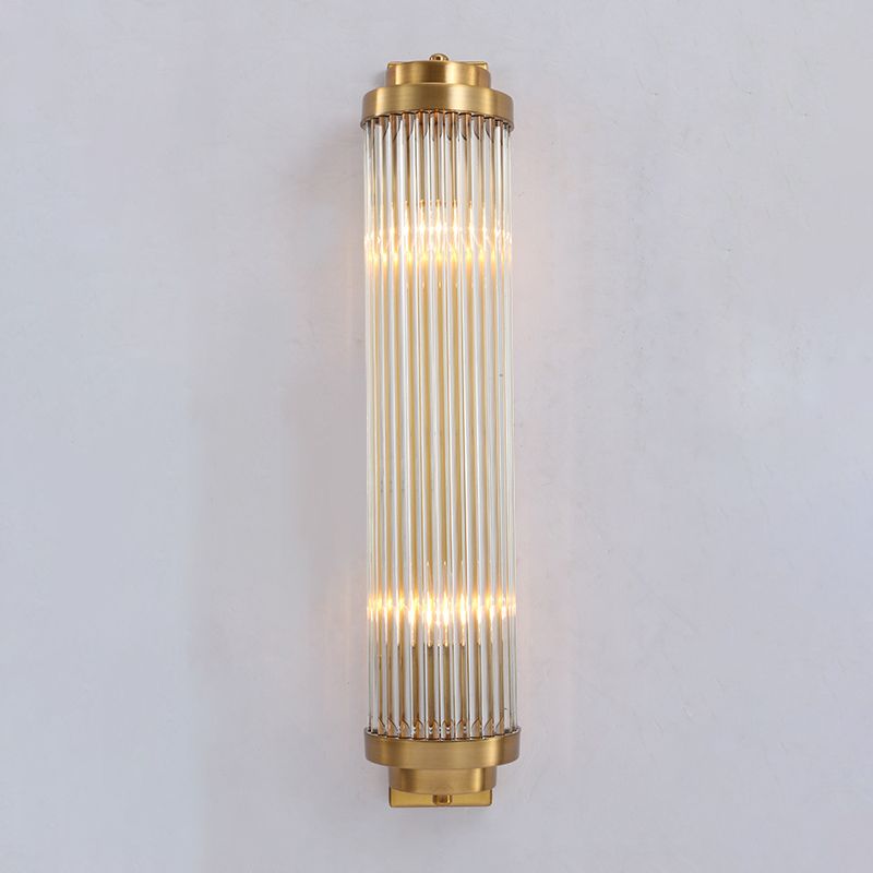 Ray Modern Cylindrical Metal/Crystal Wall Lamp, Gold