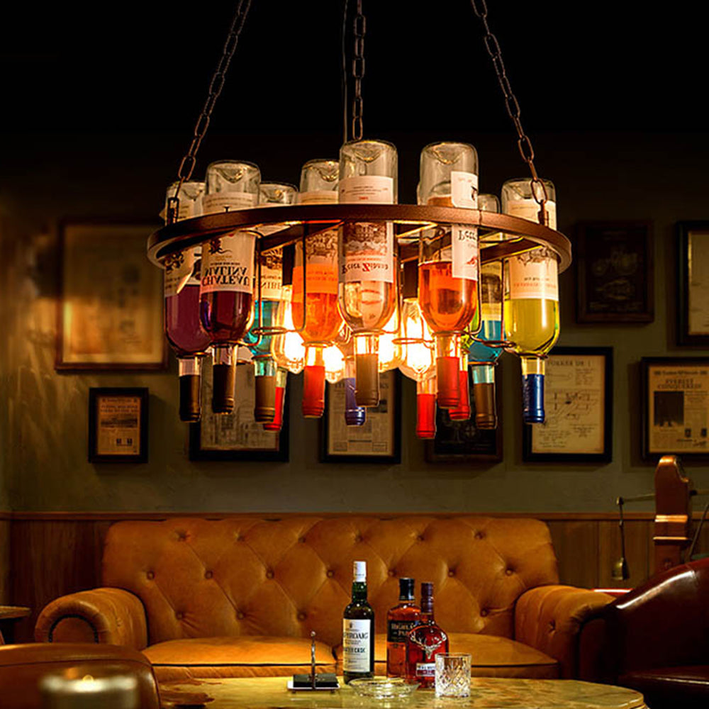 Austin Art-Deco Wine Bottle Glass Pendant Light Rust