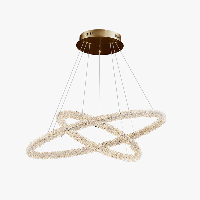 Kristy Art Deco Chandelier, Metal & Crystal, 1/2/3 Ring