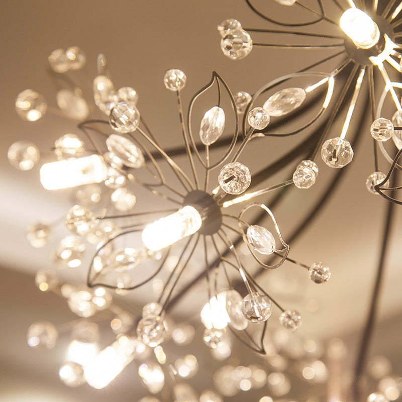 Arisha Modern Art Deco Crystal Sputnik Chandelier, Black/Gold