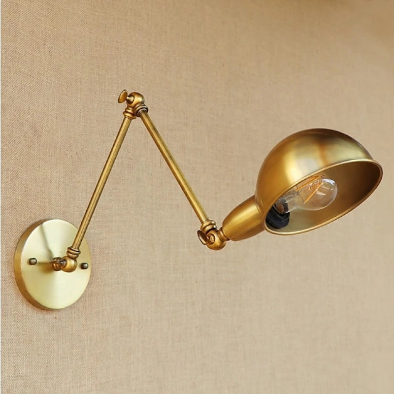 Epoch Vintage Semi-sphere Metal Swing Arm Foldable Wall Lamp, Bronze