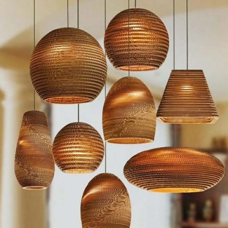 Muto Pastoral Silkworm Rustic Paper Pendant Light