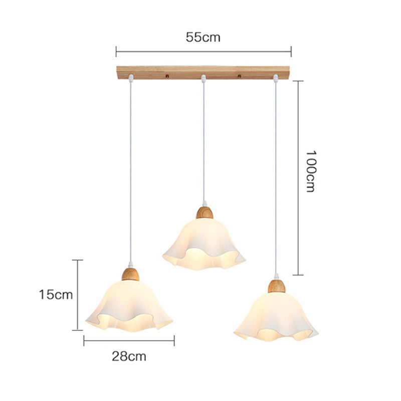 Muto Minimalist Flower Acrylic/Wood Pendant Light, White