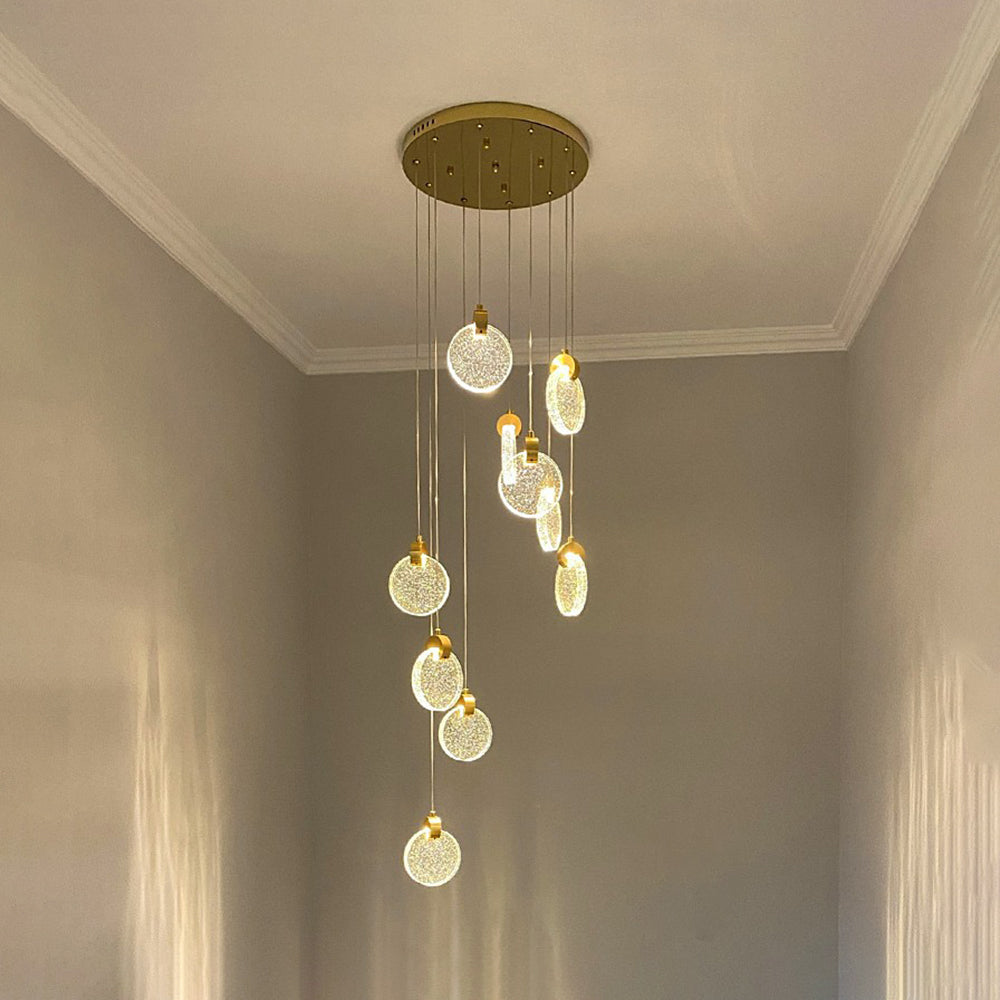 Kristy Luxury Circular Ripple Round Crystal Golden Chandelier