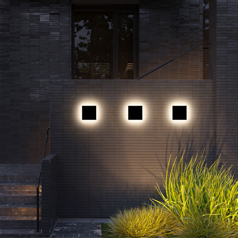 Ray Minimalist Round/Square Outdoor Wall Lamp LED, Black/White