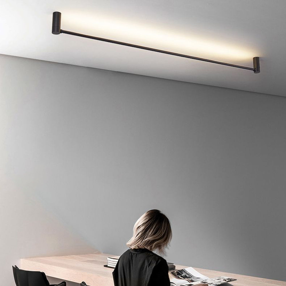 Arisha Minimalist Linear Flush Mount Ceiling Light, Black, Hallway