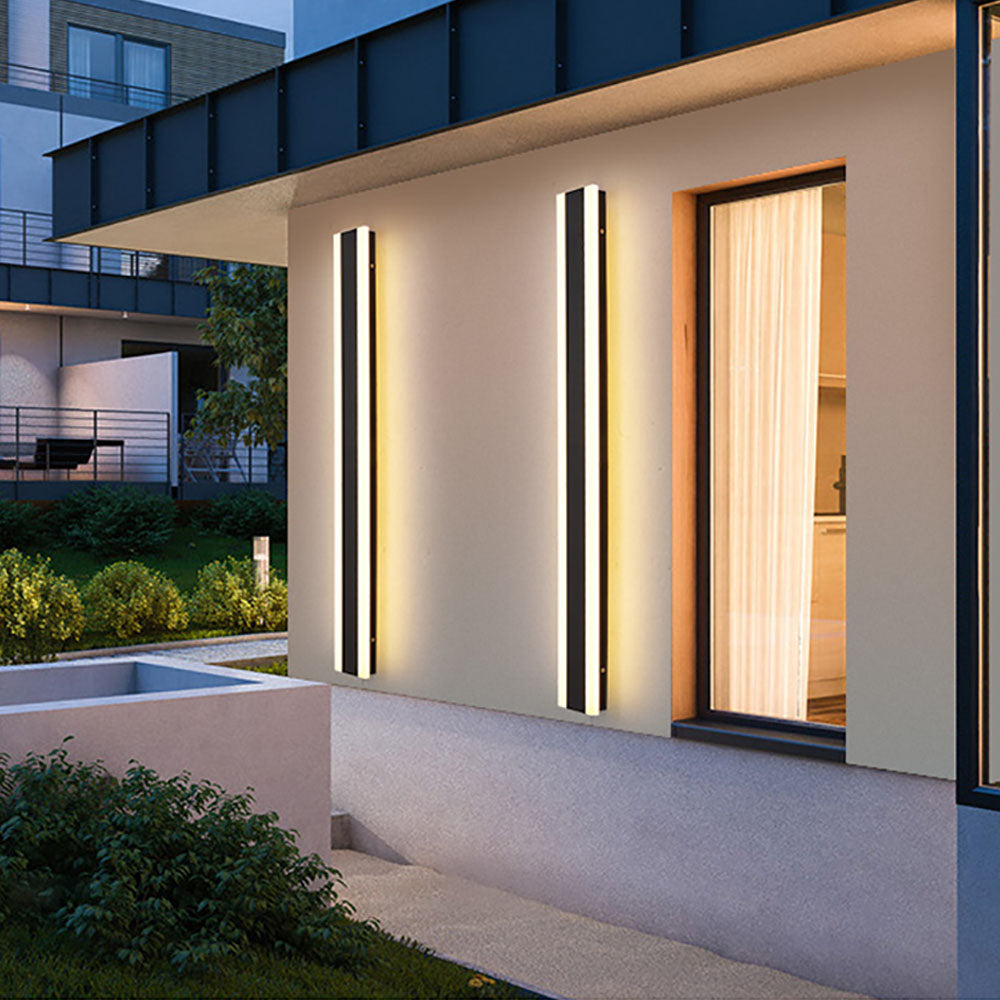 Ray Minimalist linear Metal Outdoor Wall Lamp, Black