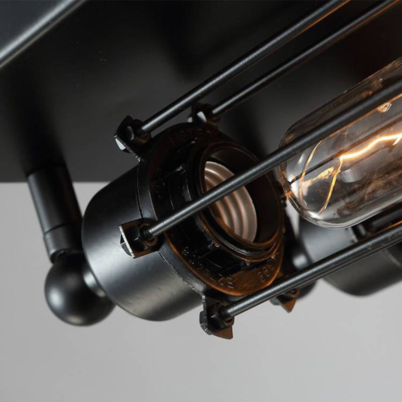 Austin Vintage Tubed Metal Flush Mount Ceiling Light, Black, Living Room