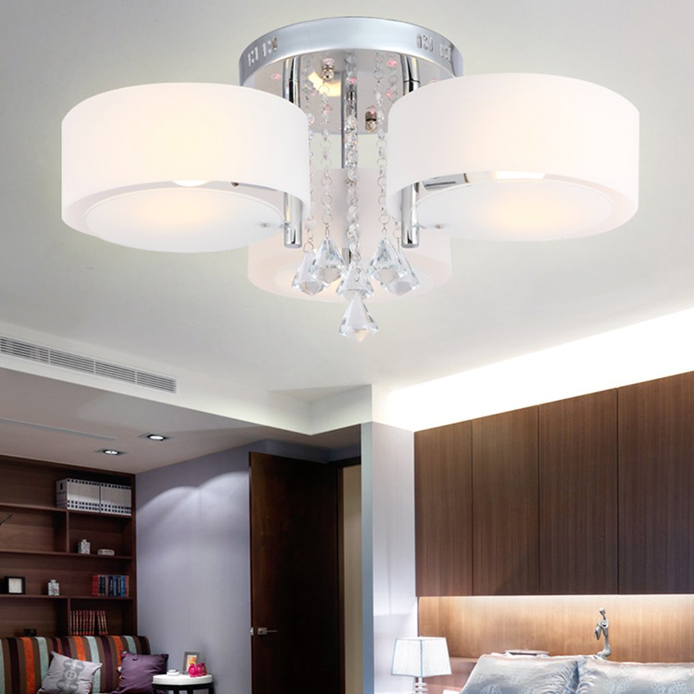 Arisha Flush Mount Ceiling Light Glass White Modern Round Hallway