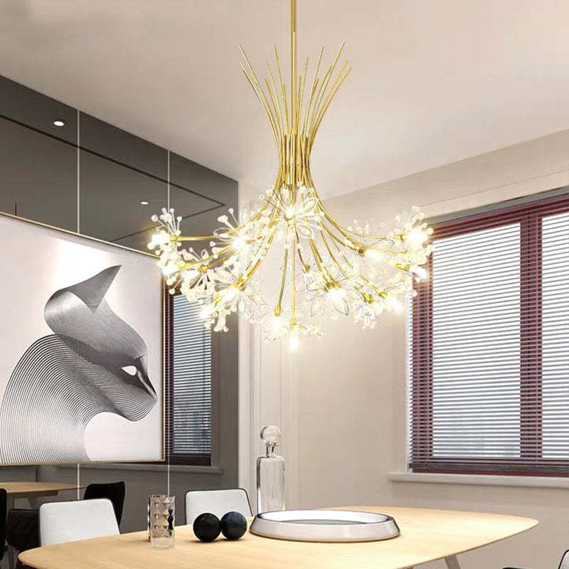 Arisha Modern Art Deco Crystal Sputnik Chandelier, Black/Gold