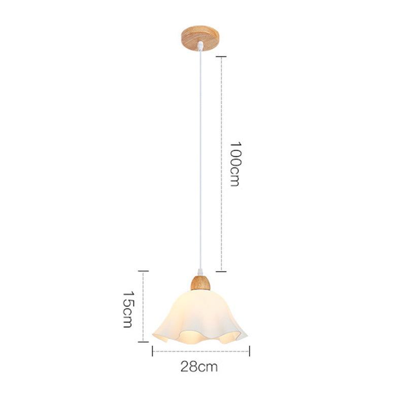 Muto Minimalist Flower Acrylic/Wood Pendant Light, White