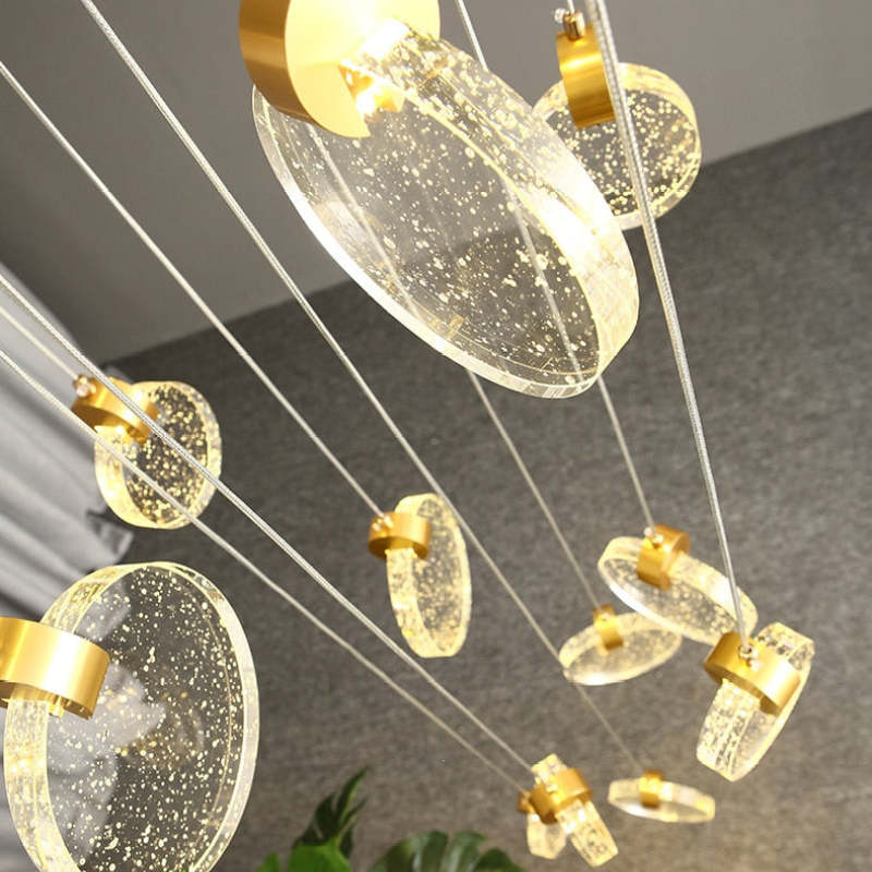 Kristy Luxury Circular Ripple Round Crystal Golden Chandelier