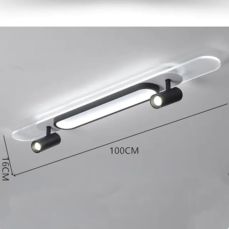 Aim Modern Rectangular LED Metal/Acrylic Ceiling Light, Black/White