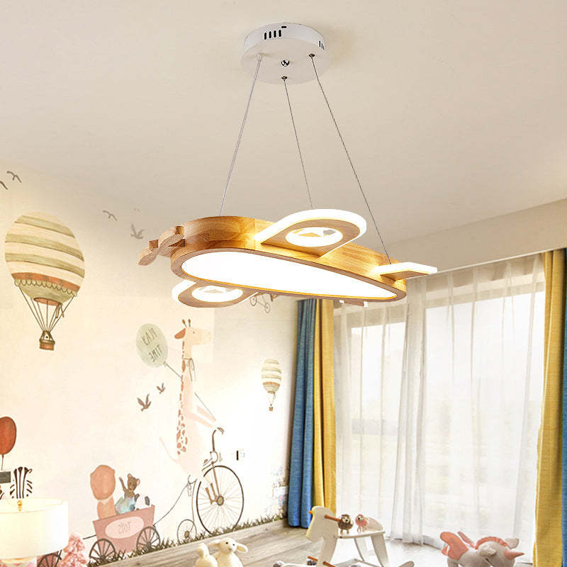 Arisha Modern Natural Creative DIY Children Airplane Shape Acrylic Pendant Light ,Wood