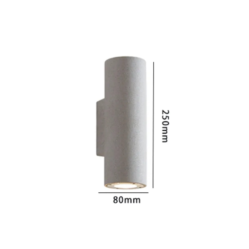 Ray Minimalist Cylindrical Double-headed Cement Outdoor Wall Lamp, Black/White
