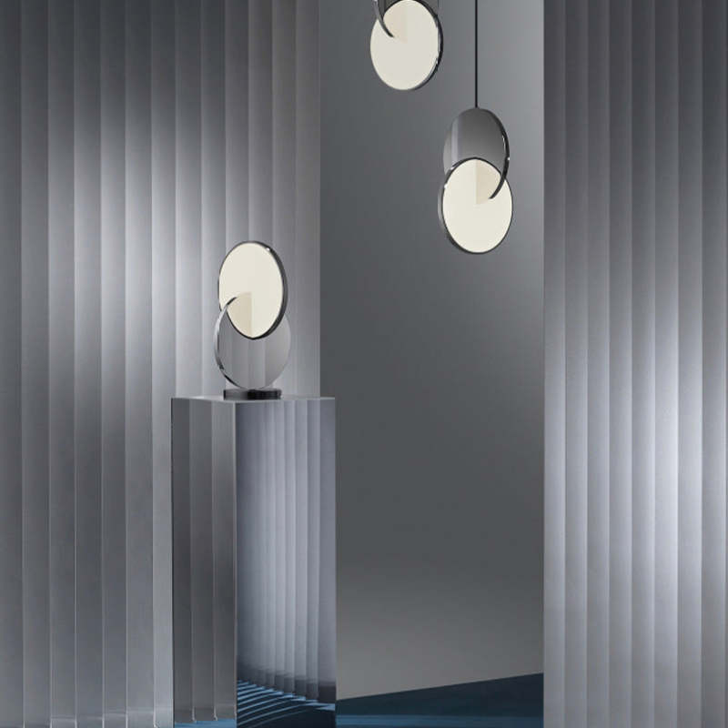 Arisha Pendant Light, Disc, Gold/Silver