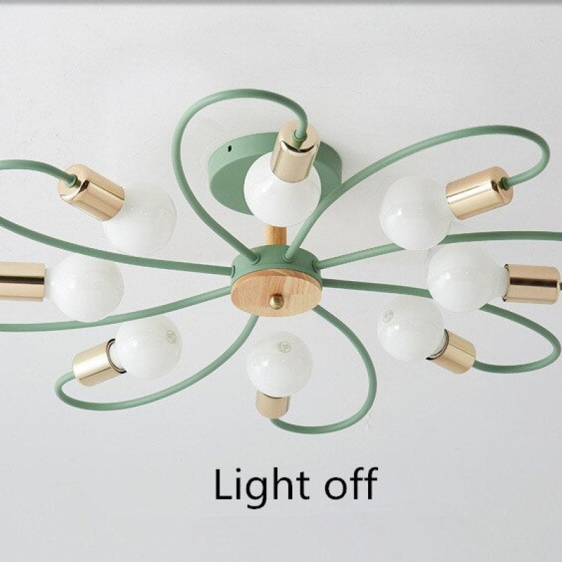 Arisha Elegant Metal/Glass Flush Mount Ceiling Light, Grey/Green