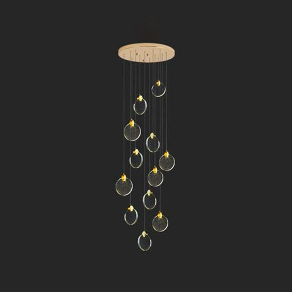 Kristy Luxury Circular Ripple Round Crystal Golden Chandelier