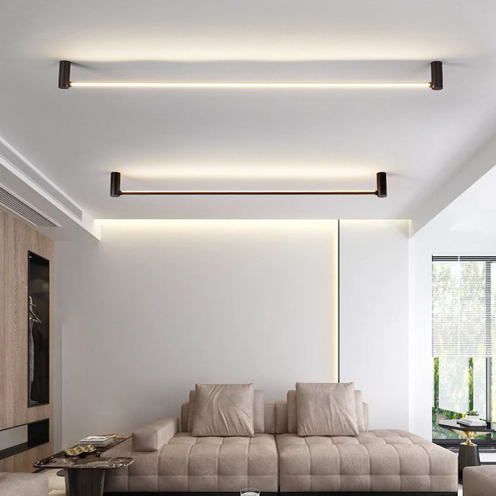 Arisha Minimalist Linear Flush Mount Ceiling Light, Black, Hallway