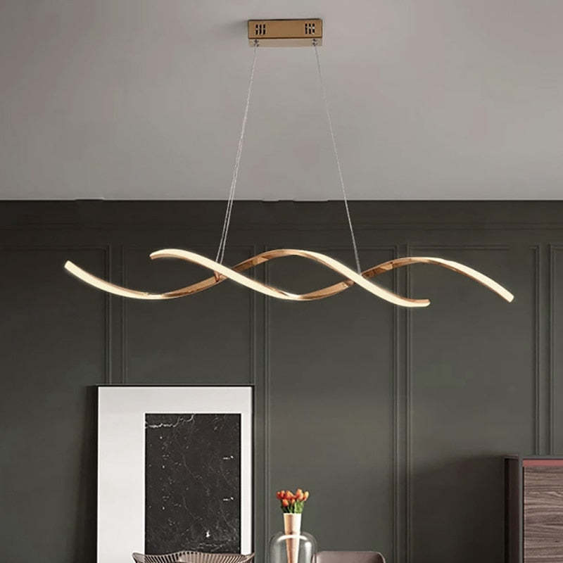 Arisha Modern Wavy Metal/Acrylic Pendant Light, Chrome/Gold