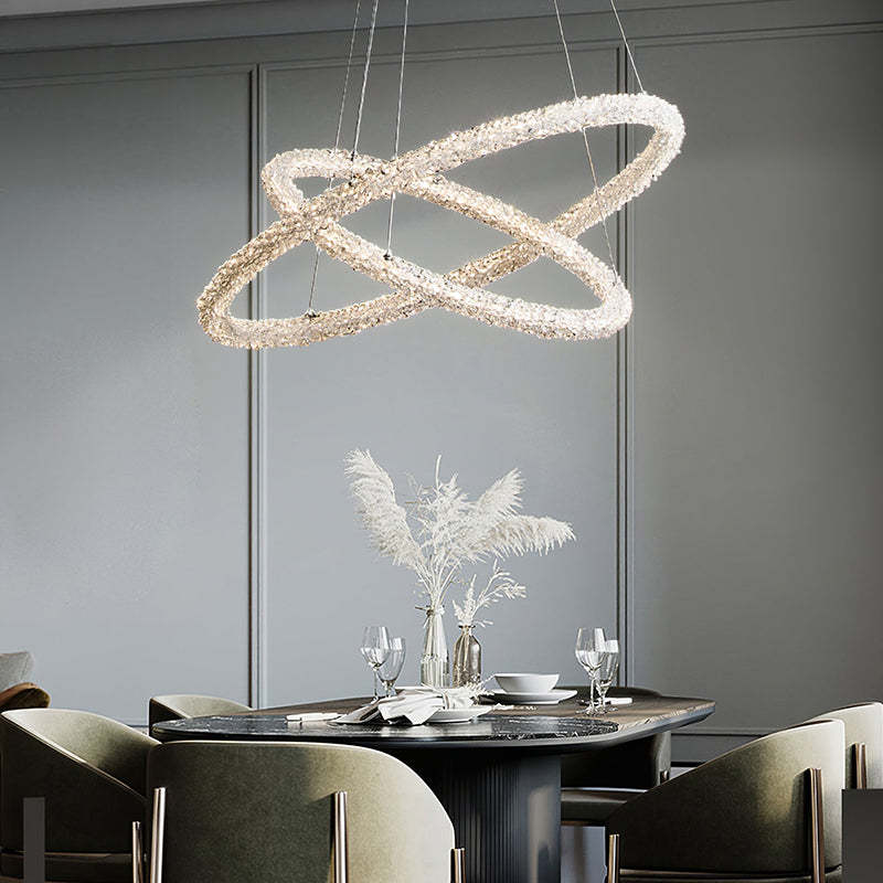 Kristy Art Deco Chandelier, Metal & Crystal, 1/2/3 Ring