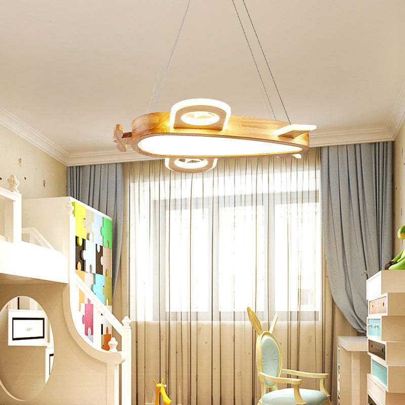 Arisha Modern Natural Creative DIY Children Airplane Shape Acrylic Pendant Light ,Wood