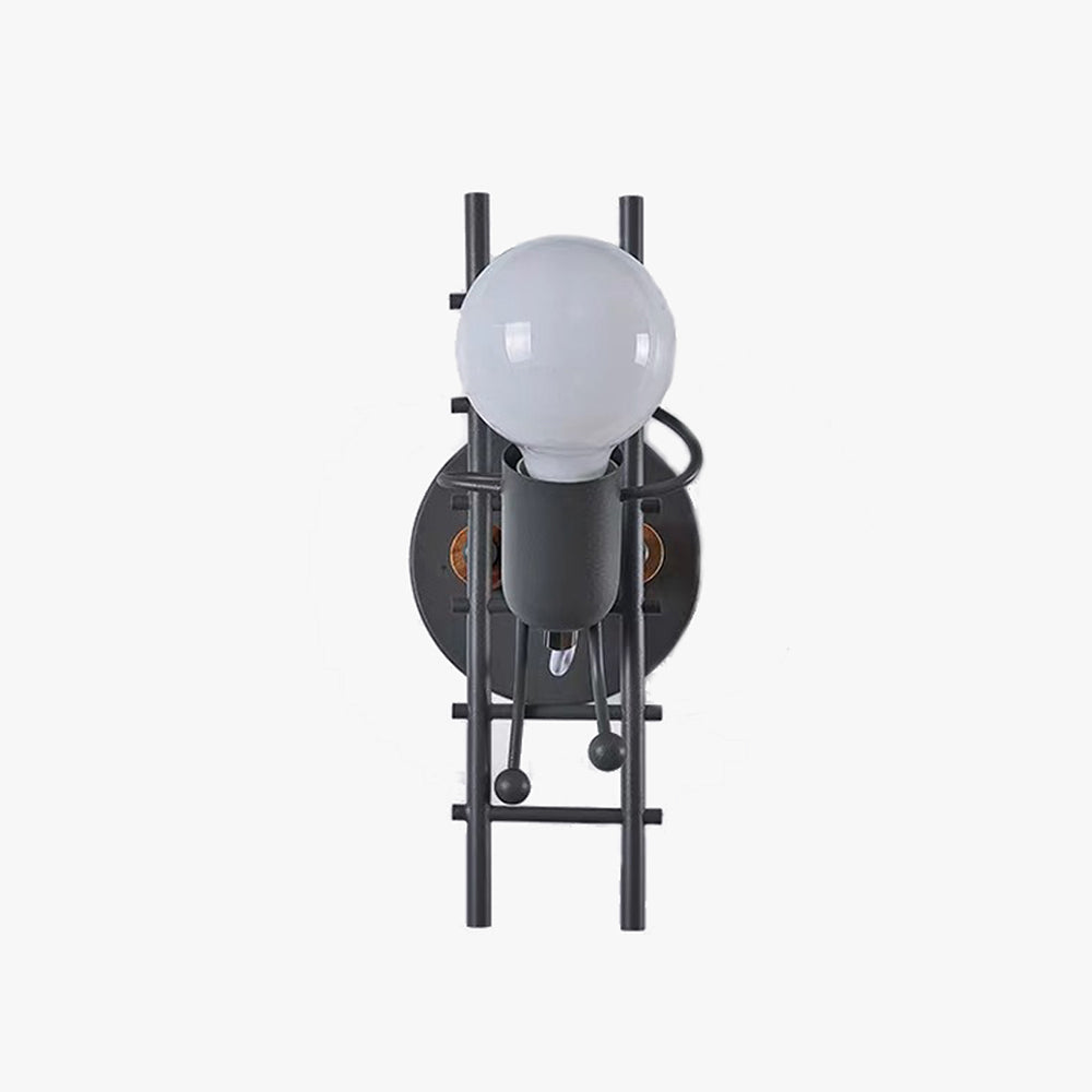 Arisha Industrial Man Metal/Wood Wall Light, Gray/White/Green