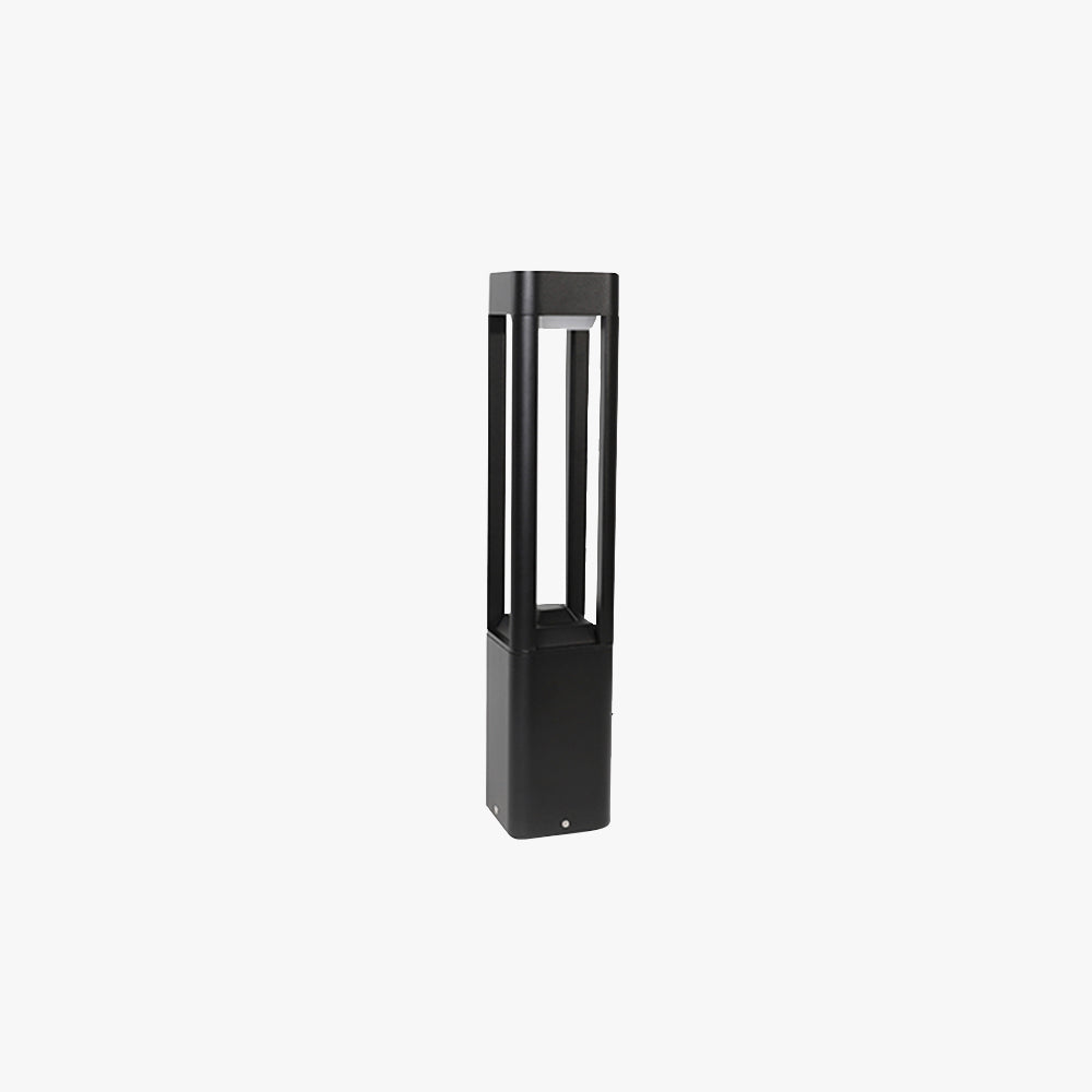 Ray Metal Rectangular Hollow Outdoor Path Light, Black