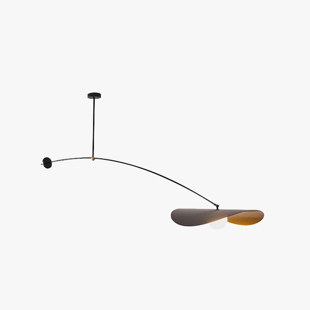Arisha Minimalist Lotus Leaf Shaped Metal Pendant Light, Black/Gold