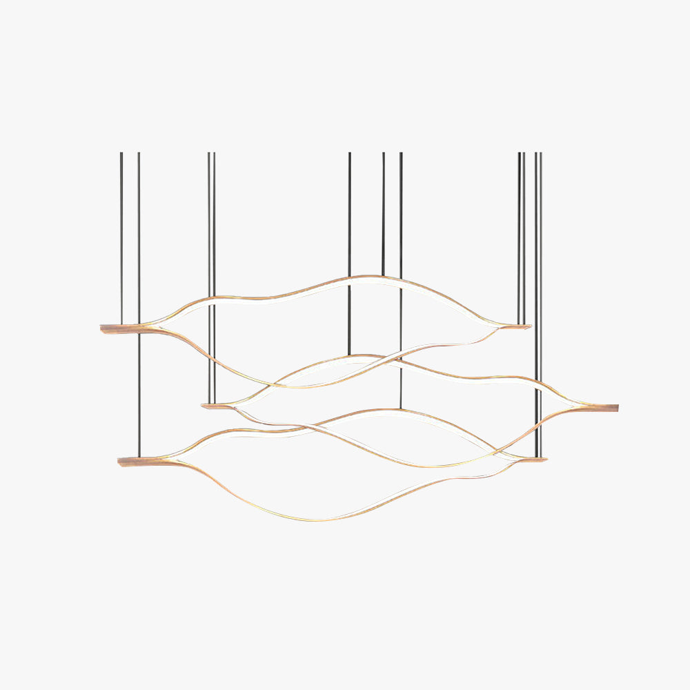 Arisha LED Linear Minimalist Wave Golden Leaf Shaped Pendant Light