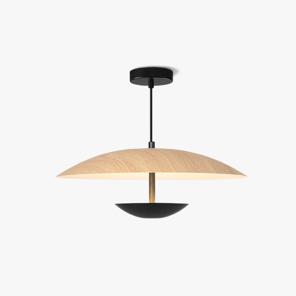 Muto Nordic LED Frisbee Pendant Light Wood & Brown