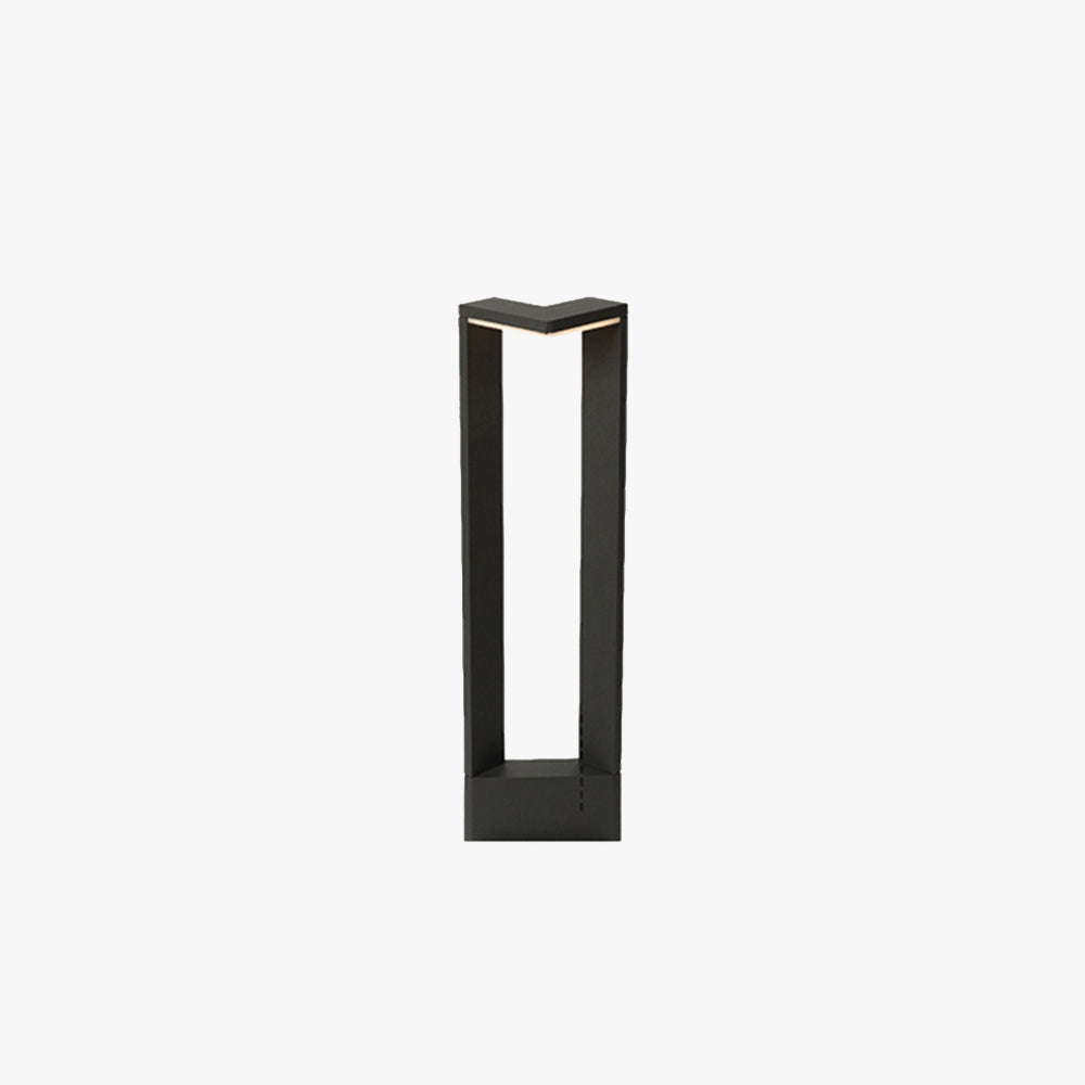 Ray Minimalist Metal Right-angle Shaped Outdoor Path Light, Black