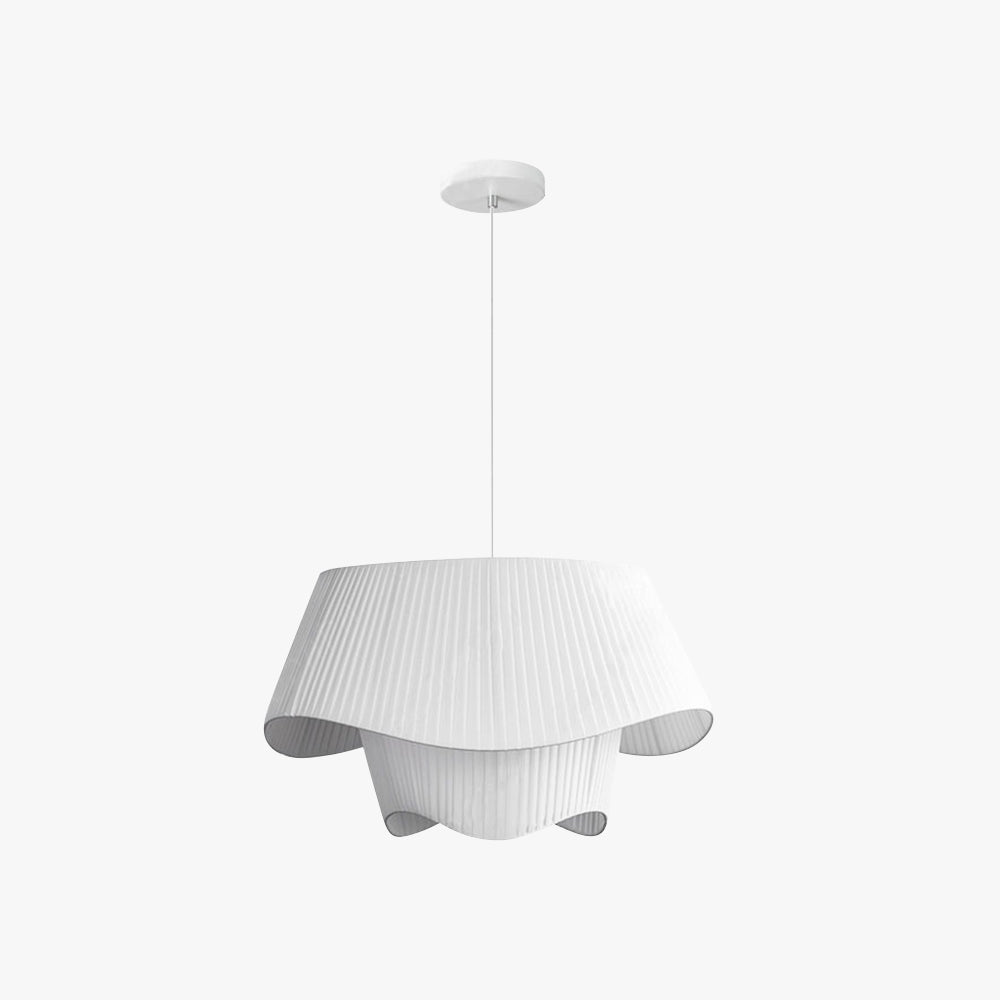 Ritta French Country Fabric/Metal Pendant Light, White