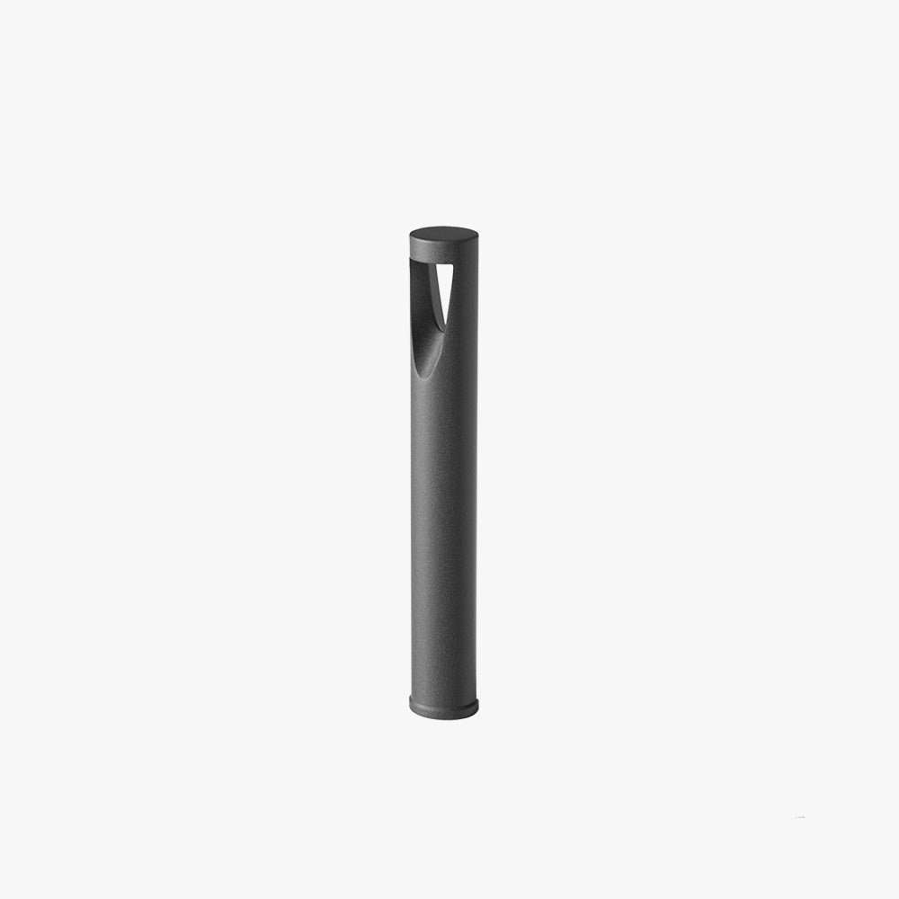 Ray Contemporary Metal Cylindrical Hollow Outdoor Path Light, Black