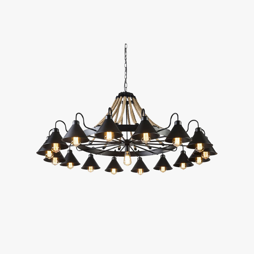 Epoch Vintage Industrial Rope Chandelier Living Room