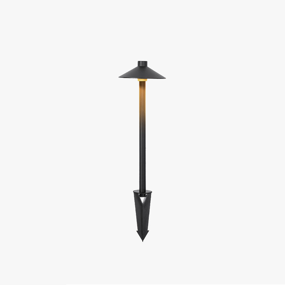 Ray Contemporary Metal Cap-Shaped Outdoor Path Light, Black
