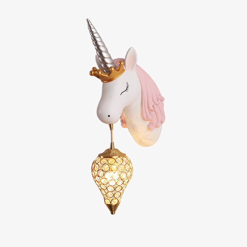 Arisha Modern Unicorn/Strawberry Art Wall Lamp, Pink/Blue