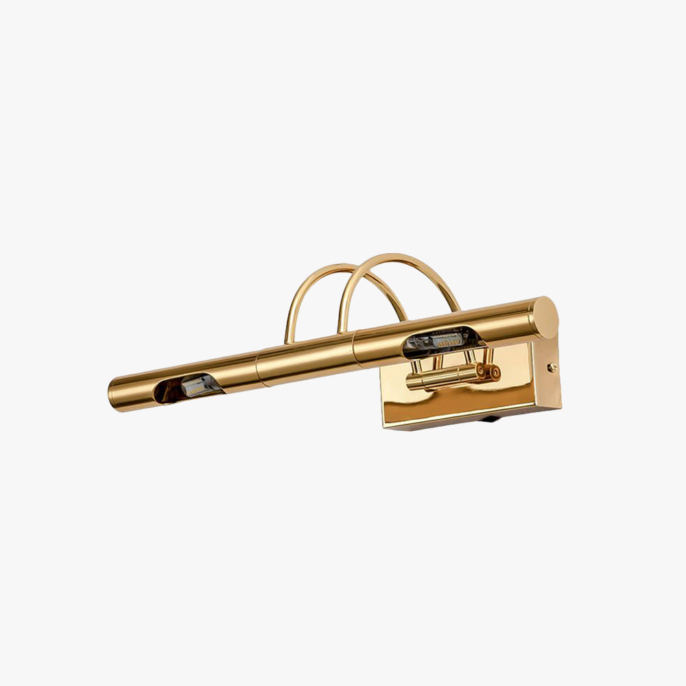 Aria Retro Cylindrical Metal Wall Lamp, Gold, Bathroom