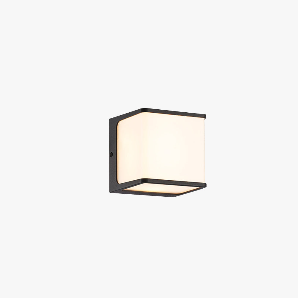 Ray Modern Minimalist Rectangular Acrylic Sensor Solar Outdoor Wall Lamp, Black/White