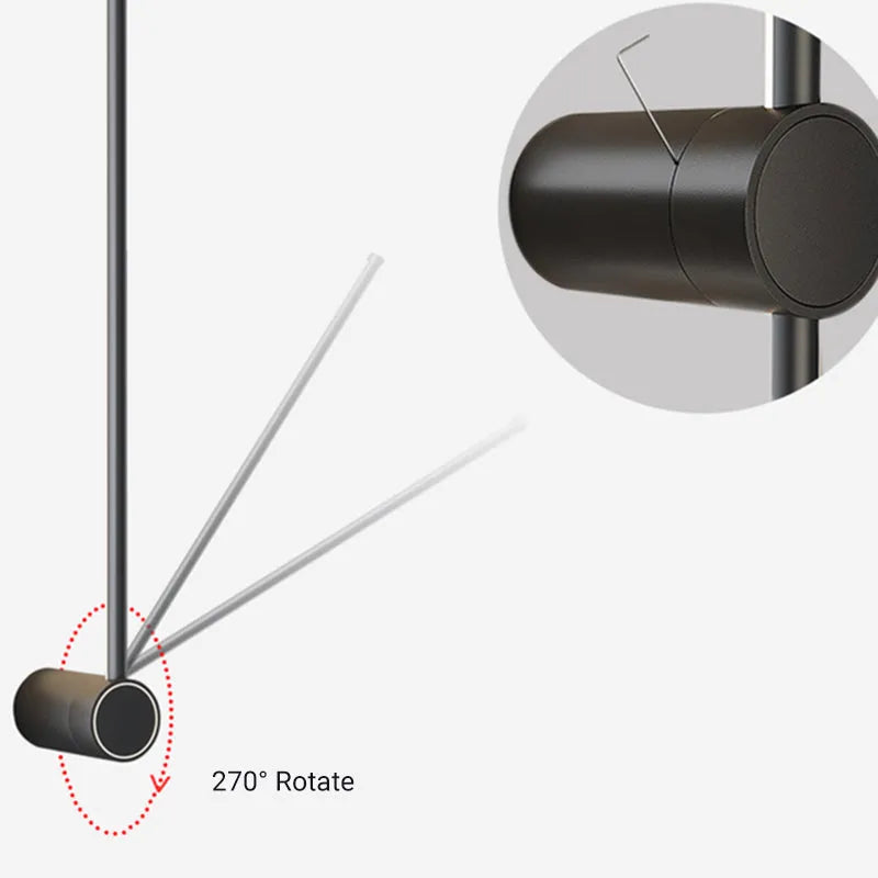 Ray Minimalist Rotatable Linear Outdoor Wall Lamp, Black