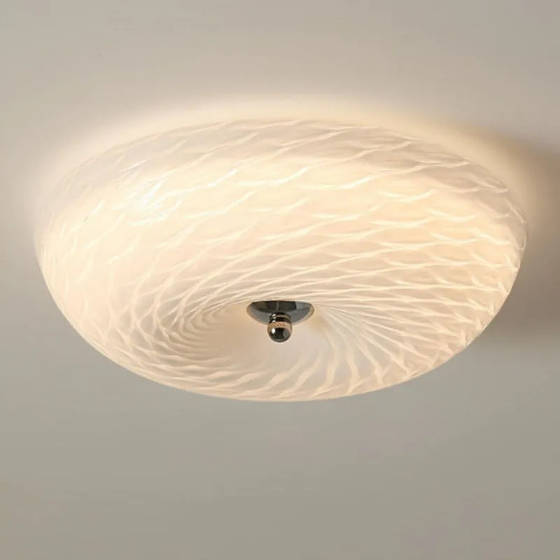 Valentina Design Flush Mount Ceiling Light Metal/Glass White Living Room