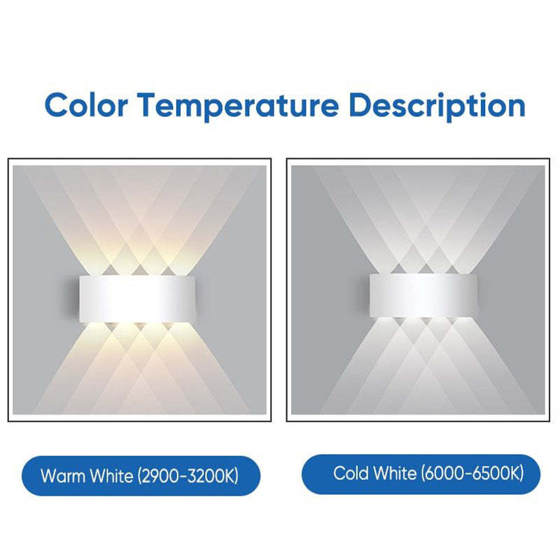 Ray Modern Rectangular Metal Outdoor Wall Lamp, Black/White, Water-wave