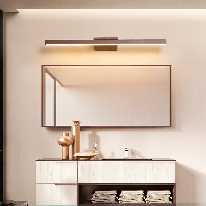 Arisha Modern Linear Metal Wall Lamp Mirror Front, Coffee