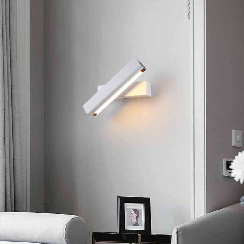 Ray Modern Rectangles Metal Rotatable Wall Lamp, Black/White